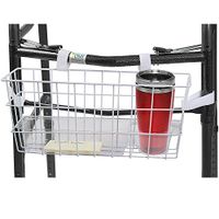 HealthSmart Universal Walker Storage Basket with  Insert Tray and Cup Holder, No Tools Needed, White