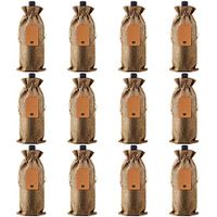 Mocoum Wine Bags Wine Gift Bags with Drawstrings, Single Reusable Wine Bottle Covers with Ropes and Tags (12 pack, Brown)