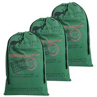 Cherry Juilt 3PCS Santa Sack Personalized 27.5” X 19.6” Canvas Burlap Christmas Drawstring Bags for Presents Stocking Stuffers and Holiday Gift (Type21, 3pcs)