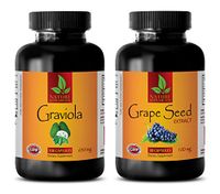 Metabolism Energy Supplement - GRAVIOLA - Grape Seed Extract - graviola Juice Natural - (2 Bottles Combo)