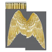 HomArt Large Decorative Gold Foil Wings Candle and Fireplace Wood Matches (Set of 6)