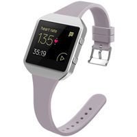 YiJYi Slim Bands Compatible with Fitbit Blaze,Thinner Soft Silicone Band with Metal Frame Replacement Wristband for Women Men Small Large (Small(5.5"-7.5"), Purple Grey/Silver Frame)