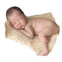 Baby Photography Props Basket Braid Wool Wrap Newborn Photo Shoot Baskets Filler Posing Stuffer Background Blanket (Beige)