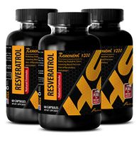 Best antioxidant Supplement - RESVERATROL 1200 - Natural Formula - acai Berry Green Tea - 3 Bottles 180 Capsules