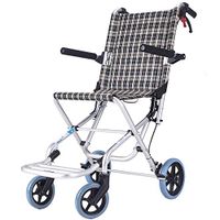 FLYSXP Wheelchair Portable Travel Chair Aluminum Alloy Elderly Disabled Aircraft Travel Trolley Light Transport Folding Self-propelled Wheelchair