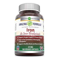Amazing Formulas Iron as Iron Bisglycinate 25 Mg Veggie Capsules (Non-GMO,Gluten Free) - Supports Oxygen Supply to Tissues & Organs-Helps in The Formation of Hemoglobin&Myoglobin.(90 Veggie Capsules)