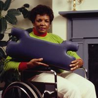 Desk Arm Lap Pillow with cutouts on the ends. 3" thick, fits desk arm, fits 16" or 18" wheelchair; color: mauve