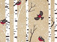 Gift Wrap Paper - 30 inches x 25 feet - Kraft Cardinal Forest