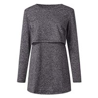 ❤Ywoow❤ Women's Maternity Nursing Long Sleeves Casual Top Breastfeeding Clothes Blouse (S, Black)