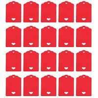 Hosfairy 100Pcs Red Paper Gift Tags Kraft Tag Hanging Tags Paper Hanging Decoration for Valentine's Day Wedding Party