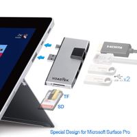 Microsoft Surface Pro Hub, VOASTEK Surface Pro Dock with Dual USB 3.0 Hub Expansion, Mini DP to 4K HDMI, RJ45 LAN Port and SD/Micro SD Card Slots Reader Compatible Microsoft Surface Pro 6/Pro 5