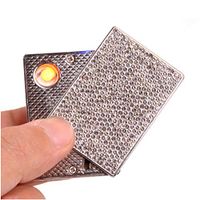 CQFONG 2 Side Crystal Lighter USB Rechargeable Windproof Coil Slim Lighter Set with USB Charging Cable Gold Plated (Silver+White 2 Side)