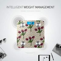 LYAOE Bluetooth Body Fat Scale Floral Pattern Floral Pink Smart Wireless Scale with LCD Display Measuring Body Weight Bmi and Health Digital Scale