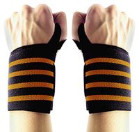 IWAMEE Weightlifting Support Straps with Thumb Loops, Hand Exercise Brace Professional Grade, Wrist Strength Belt for Gym Training, Workouts, Orange