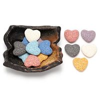CrystalTears Lava Stone Aromatherapy Essential Oil Diffuser Meditation Set - Vintage Irregular Shape Ceramic Saucer Tray W/14Pcs Lava Rocks Heart Shape