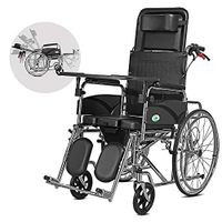 FLYSXP Wheelchair Travel Chair Carrying The Elderly Disabled Potty Multifunction Full Lying Transport Folding Portable Wheelchair
