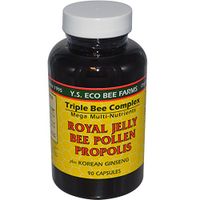 Y.S. Eco Bee Farms, Royal Jelly, Bee Pollen, Propolis, Plus Korean Ginseng, 90 Capsules