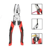 Lineman's Pliers, Combination Pliers with Wire Stripper/Crimper/Cutter Function, Heavy Duty Side Cutting High-Leverage Plier, 8 inch NEWACALOX Red