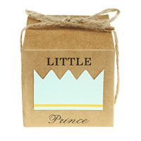 Vlovelife 50pcs Turquoise Blue Little Princess Paper Favor Boxes Gift Box + 50pcs Free Natural Jute Twine Cute Kraft Paper Gift Candy Box Baby Shower Birthday Party Favors - 2"x2"x2''