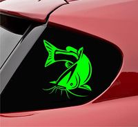 Slap-Art Catfish Silhouette Vinyl Decal Sticker (Lime Green)