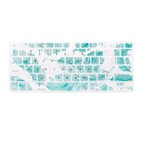 Case Star Feather Series Silicone Keyboard Cover Skin for MacBook 13-Inch Unibody/Macbook Pro 13, 15, 17-Inch and Apple Wireless Keyboard (White with Aqua Blue Feather)