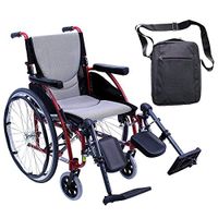 Karman S-Ergo 115 Ultra Lightweight Ergonomic Wheelchair | Seat Size 20" X 17" | Upgraded to Elevating Legrests | Quick Release Wheels in Red & Free Front Zip Pocket Bag Black!