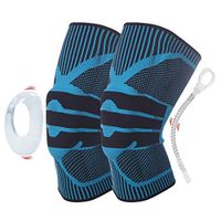 2Pcs/Pack,Knee Compression Sleeve - Knee Brace for Men & Women with Side Stabilizers & Patella Gel Pads for Knee Support. Meniscus Tear, Arthritis,3 Size (Blue, L,16 1/2" -18 1/2"in)
