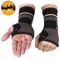FITTOO Wrist Support Sleeves,Copper Infused Wrist Compression Sleeve Brace for Carpal Tunnel, RSI, Tendonitis, Arthritis, Wrist Sprains, Sports, Gym and More(M - Pair)