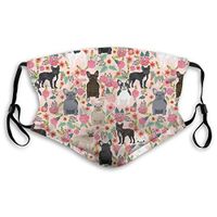 French Bulldog Mixed Coats Dog Breed Lover Florals Frenchies Boys Girls Adults Adjustable Cotton Earloop Face Ma-sk,Washable Protection Ma-sk with Filter,Anti-smog PM2.5 Ma-sk,Anti-dust Mouth Ma-sk