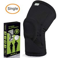 ANRI.E. Knee Brace Support for Arthritis Pain Men Women Running with Side Stabilizers – Compression Knee Sleeves for Weightlifting Crossfit Meniscus Tear Silicon Padding Volleyball - Black, XL