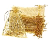 Shapenty 50PCS Organza Gift Bags Wedding Favor Candy Business Samples Display Jewelry Pouch Wrap with Drawstring for Baby Shower and Birthday Party (Gold)