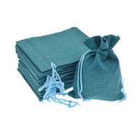 Bezall 50pcs Drawstring Burlap Jute Sacks Jewelry Candy Pouch Christmas Wedding Party Favor Gift Bags (Peacock Blue, 2.7 x 3.5)