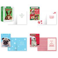 B-THERE Bundle of 12 Boxed Christmas Greeting Cards - Photographic Pets, Foil and Glitter Finishes with Envelopes