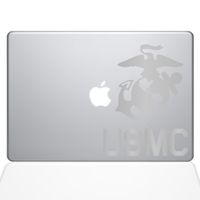 The Decal Guru USMC Logo MacBook Decal Vinyl Sticker - 13" MacBook Air - Silver (1302-MAC-13A-S)