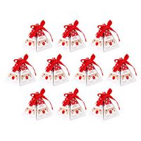 LLY Christmas Boxes Candy Gift Boxes 3 Cute Styles Christmas Candy Treat Boxes with Ribbons Xmas Cookie Boxes Gift Boxes（10 Pieces） (A)