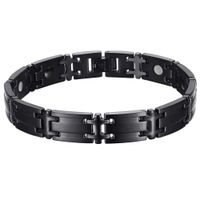 HiTreasure Black Titanium Steel Magnetic Therapy Negative Ions Germanium Bracelet Pain Relief for Arthritis Men Women(Imported,3000 Gauss Each Link)