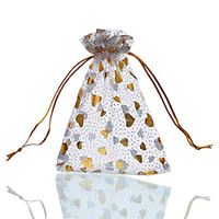 Housweety 25PCs 10x12cm White Hearts Gift Bags Pouches Wedding/Christmas Gift Favor
