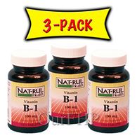 NAT-RUL Vitamin B1 100mg, 100 Tablets (3 Pack)