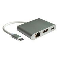 USB Type-C to HDMI/RJ45/USB 3.0/USB PD Adapter, PCT Thunderbolt 3 Docking Station for Laptop, 4K Resolution, Gigabit Ethernet, USB Hub, USB Type-C 60W Charge w/ 5 Gbps DSR, Aluminum Shell