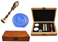 MNYR Vintage Cute Lion Animal Luxury Wood Box Bronze Metal Peacock Wedding Invitations Gift Cards Paper Stationary Envelope Seals Custom Logo Wax Seal Sealing Stamp Sticks Melting Spoon Gift Box Kit