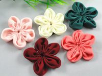 25pcs Five Leaf Plum Satin Ribbon Flowers Appliques/Wedding-(Pick Color) (Mix)