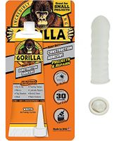 Gorilla 8020001 Heavy Duty Construction Adhesive, 2.5 oz, White with 10 Disposable Latex Finger Cots Rubber Fingertips