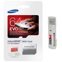 Samsung Evo Plus 64GB MicroSD XC Ultra Class 10 Memory Card for HTC Desire 520 526 620 626 626s 728 820 826 Eye One M8s M9 M9+ E9+ Me with MemoryMarket MicroSD & SD Memory Card Reader