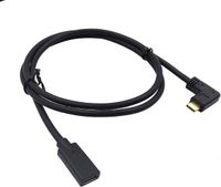 Riipoo 5.9ft 1.8 Meter USB Type C Cable, 90 Degree Left & Right Angle USB 3.1 Type-c Male to Female Extension Charging and Data Transfer Cable, Gold Plated Plug (Left & Right - FM)