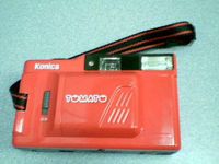 Konica Tomato 35mm Film Flash Camera w/Konica lens 35mm f4 Japan Camera (Red Color Konica Tomato Version)