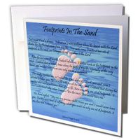 3dRose Footprints In The Sand With Childs Feet - Greeting Cards, 6 x 6 inches, set of 12 (gc_63085_2)