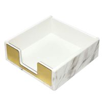 MultiBey Sticky Notes Pad Holder Memo Dispensers Rose Gold with Marble White Texture Desk Supplies Organizer Accessories (Gold)