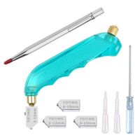YOTINO Glass Cutting Tool Kit Includes Blue Grip Oil Feed Glass Cutter with 3 Extra Replacement Head, Tungsten Scribe Engraving Pen, Screwdriver and Oil Dropper