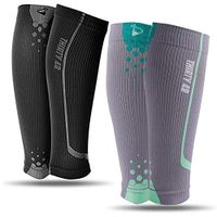 Graduated Compression Sleeves by Thirty48 Cp Series, Calf/Shin Splint Guard Sock , 2 Pk Black/Gray - Gray/Green , Medium