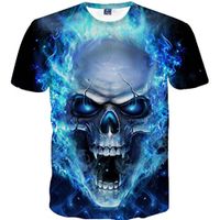 ZYooh Mens Skull 3D Printing Tees Shirt Short Sleeve T-Shirt Blouse Hip-Hop Tops (L)